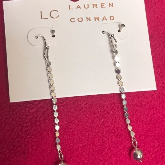 Lauren Conrad Linear Drop Earrings in Silver - Picture 3 of 4
